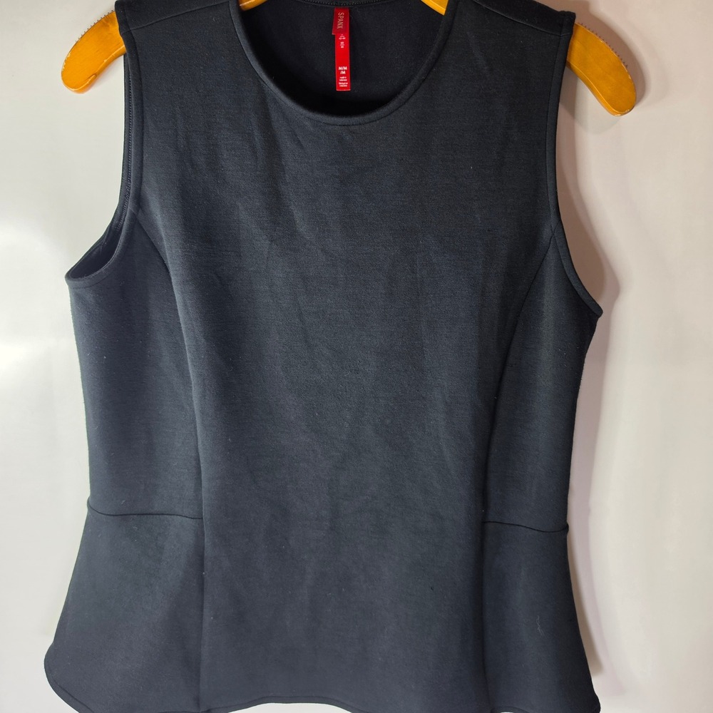 SPANX Black‎ Peplum Tank Top Blouse Womens Medium M Sleeveless Shaper Smoothing